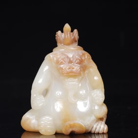 An Exquisite White Jade Dragon and Phoenix Pot
