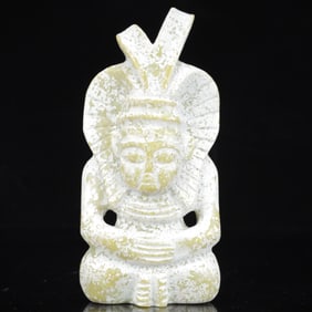 An Archaic Hongshan Culture Yellow Jade Figure Ornament