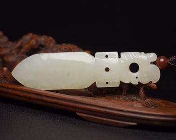 An Exquisite White Jade Sword Pendant