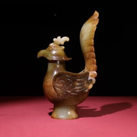 An Exquisite White Jade Phoenix Vase