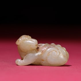 An Exquisite White Jade Dog Hand Piece