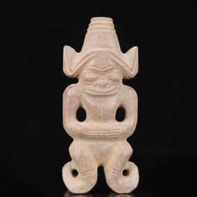 An Archaic Hongshan Culture Yellow Jade Figure Ornament