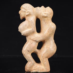 An Archaic Hongshan Culture Yellow Jade Figure Ornament