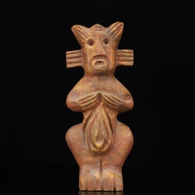 An Archaic Hongshan Culture Yellow Jade Figure Ornament