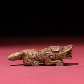 An Exquisite White Jade Tiger Hand Piece