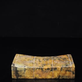 An Archaic Liangzhu Culture Yellow Jade Animal Mask Pillow