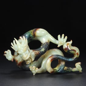 An Exquisite White Jade Dragon Ornament
