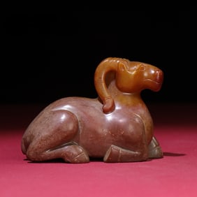 An Exquisite White Jade Sheep Hand Piece