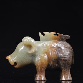 An Exquisite White Jade Auspicious Beast Ornament