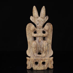 An Archaic Hongshan Culture Yellow Jade Figure Ornament