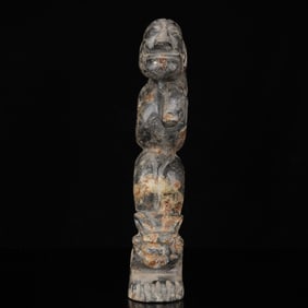 An Archaic Hongshan Culture Black Jade Figure Ornament