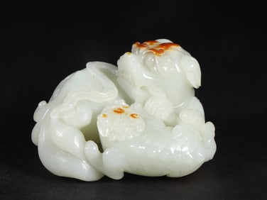 An Exquisite White Jade Auspicious Beast Ornament