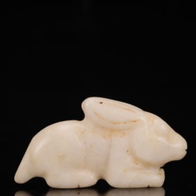 An Archaic Hongshan Culture White Jade Rabbit Pendant