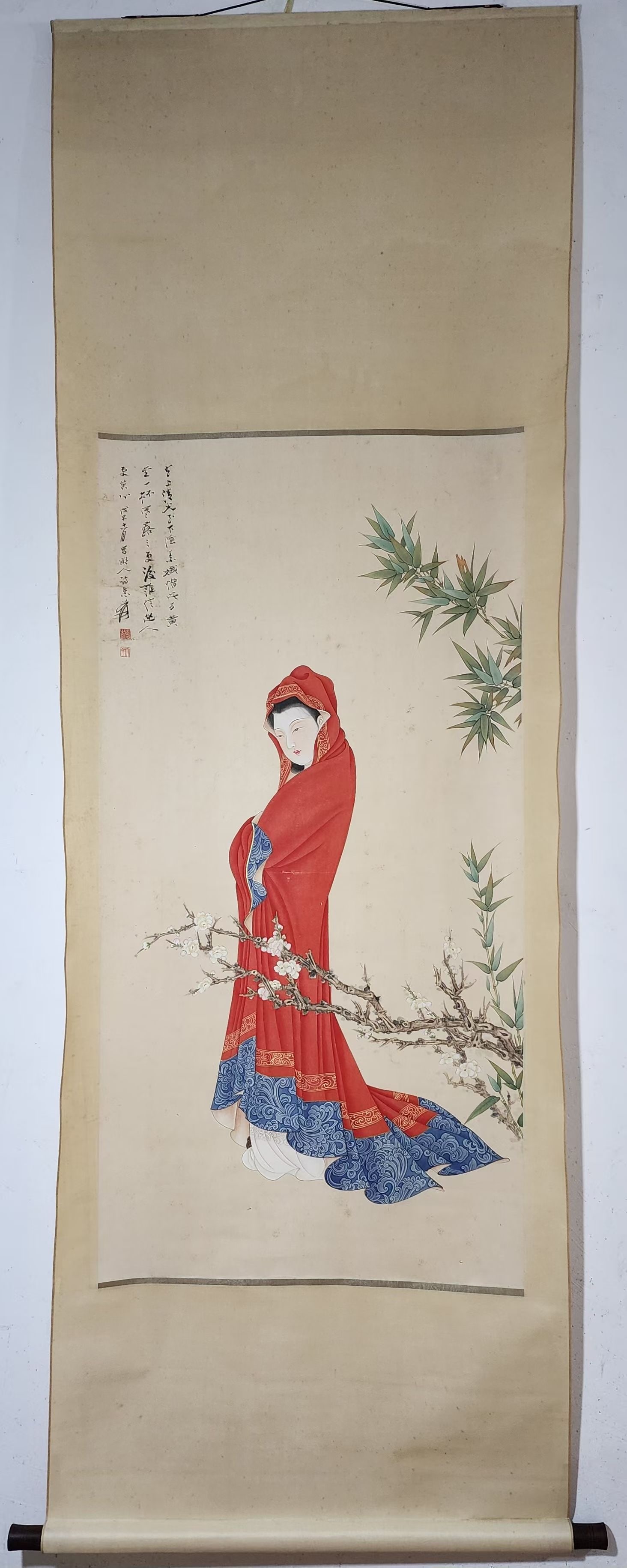 A Chinese Vertical Scroll Ink Painting of Figure on Paper: A Chinese Vertical Scroll Ink Painting of Figure on Paper,Zhang Daqian,Size:52.4inx12.6in 一幅中国水墨人物画立轴,张大Õ