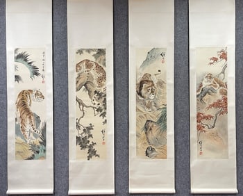 A Chinese Vertical Scroll Ink Painting of Animal on Paper