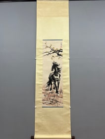 A Chinese Vertical Scroll Ink Painting of Horse on Paper