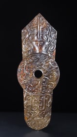 An Exquisite White Jade Figure Pattern Dragon Pattern With Inscription Ornament