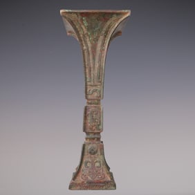 An Exquisite Bronze Beast-Face Pattern Vase