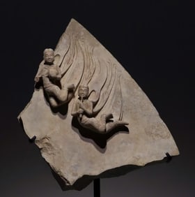 An Exquisite Limestone Figure Pattern Ornament
