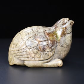 An Exquisite White Jade Quail Ornament