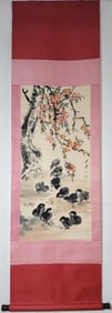 A Chinese Vertical Scroll Ink Painting of Flower and Bird on Paper