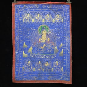 An Exquisite Brocade Painted Color Statue of Manjusri Tangka
