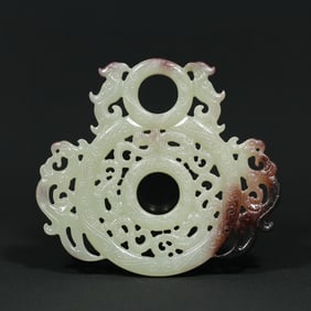 An Exquisite Archaic Jade Dragon and Phoenix Pattern Ornament