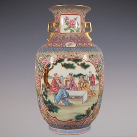 An Exquisite Famille-Rose Painted Gold Lotus Pattern Character and Story Pattern Eight Treasures