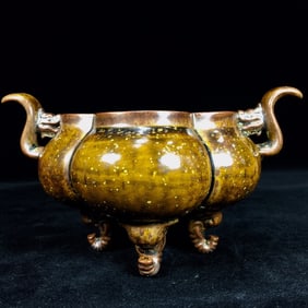 An Exquisite Teadust Glazed Double-Ears Censer