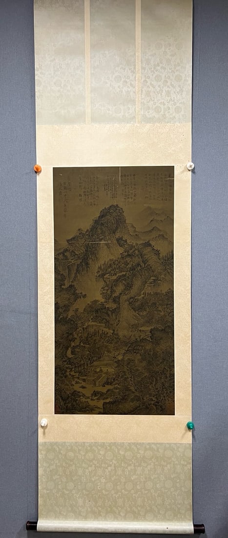 A Chinese Vertical Scroll Ink Painting of Landscape on Silk: A Chinese Vertical Scroll Ink Painting of Landscape on Silk Wang meng Size:20.5inx41.7in王蒙山水 绢本立轴Size:52cmx106cm