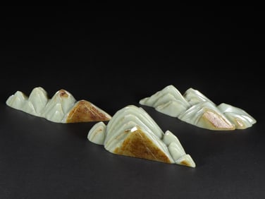 A Set of Fine White Jade with poem Ornament