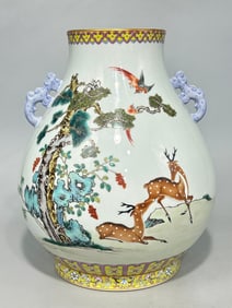 An Exquisite Famille-Rose Flower and Bird Pattern Sika Deer Pattern Lotus Pattern Dragon Pattern