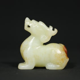An Exquisite White Jade Auspicious Beast Ornament