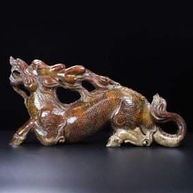 An Exquisite White Jade Kylin Ornament