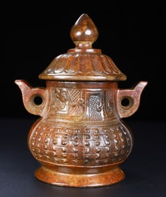 An Exquisite White Jade Double-Ears Vase