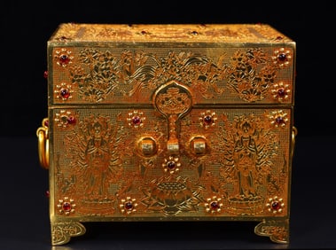 A Set of Fine Gilt Bronze Inlaid Gems Sutra