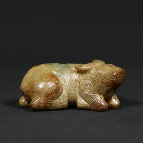 An Exquisite White Jade Buffalo Pendant