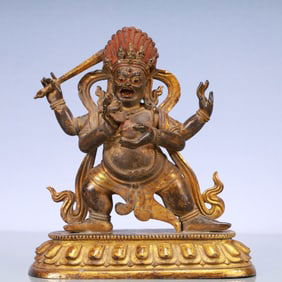 An Exquisite Gilt Bronze Four-arms Statue of Mammon