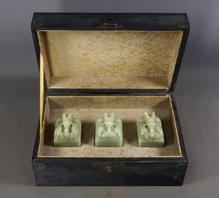 A Set of Fine White Jade Auspicious Beast Seal