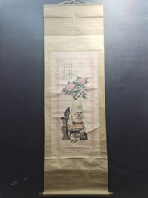 A Chinese Vertical Scroll Ink Painting of Flower on Paper