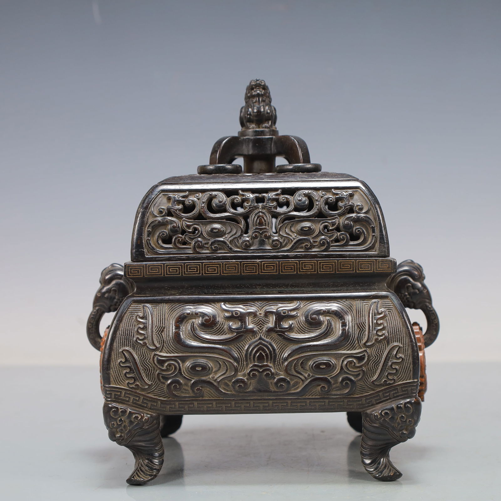 A Exquisite Zitanwood Beast-Face Pattern Double-Ears Censer (1 of 7)