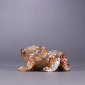 An Exquisite White Jade Auspicious Beast Ornament