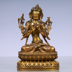 An Exquisite Gilt Bronze Statue of Tara