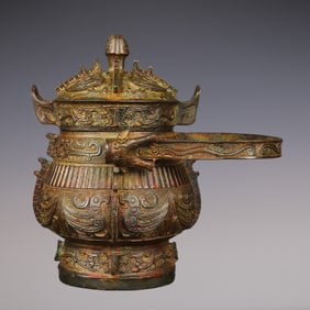 An Exquisite Bronze Bird Pattern With Inscription Ewer