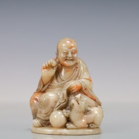 A Exquisite Shoushan Stone Statue of Arhat Ornament