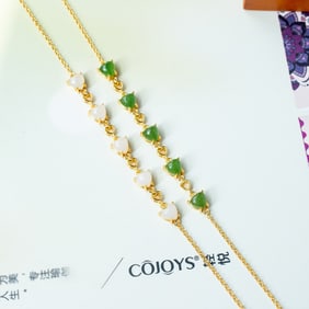 A Pair of Exquisite Sterling Silver-Gold Plated Inlaid Jasper Bracelets