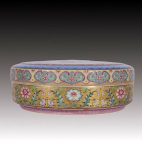 An Exquisite Enamel Gold Ground Mandarin Duck Pattern Box