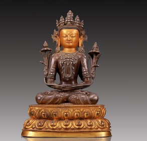 A Solemn Gilt Bronze Statue of Tara