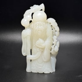 An Exquisite White Jade Figure Hand Piece