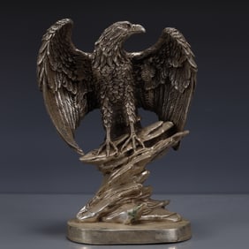 An Exquisite Silver-plated Bronze Eagle Ornament
